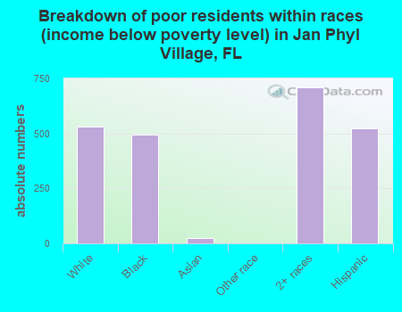 Breakdown of poor residents within races (income below poverty level) in Jan Phyl Village, FL