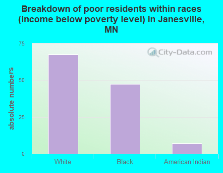 Breakdown of poor residents within races (income below poverty level) in Janesville, MN