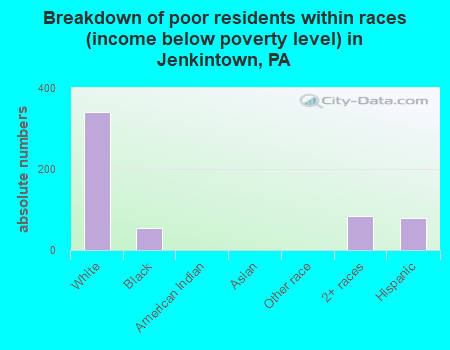 Breakdown of poor residents within races (income below poverty level) in Jenkintown, PA