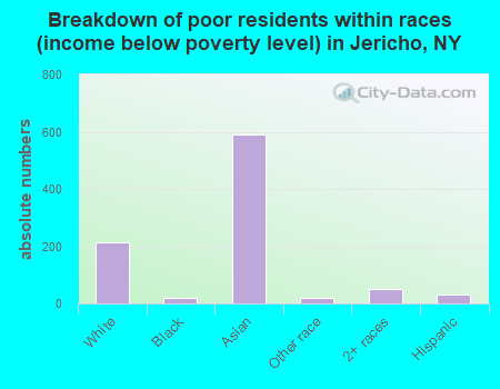 Breakdown of poor residents within races (income below poverty level) in Jericho, NY