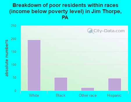 Breakdown of poor residents within races (income below poverty level) in Jim Thorpe, PA