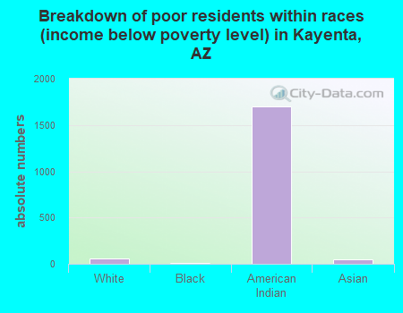 Breakdown of poor residents within races (income below poverty level) in Kayenta, AZ