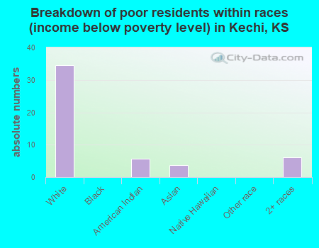 Breakdown of poor residents within races (income below poverty level) in Kechi, KS
