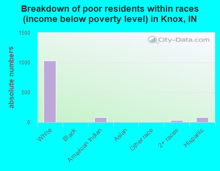 Breakdown of poor residents within races (income below poverty level) in Knox, IN