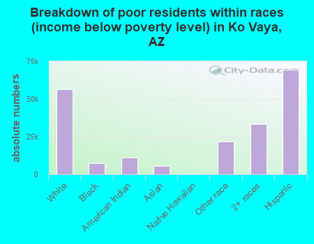 Breakdown of poor residents within races (income below poverty level) in Ko Vaya, AZ