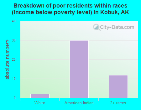 Breakdown of poor residents within races (income below poverty level) in Kobuk, AK