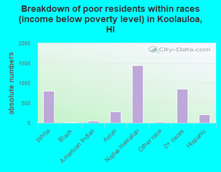 Breakdown of poor residents within races (income below poverty level) in Koolauloa, HI
