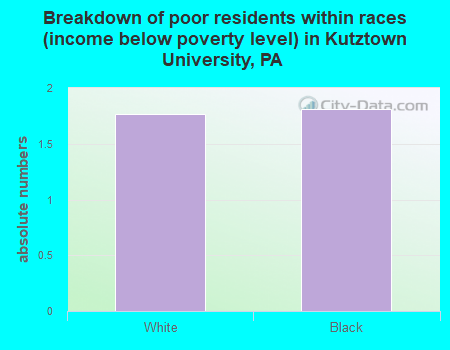 Breakdown of poor residents within races (income below poverty level) in Kutztown University, PA