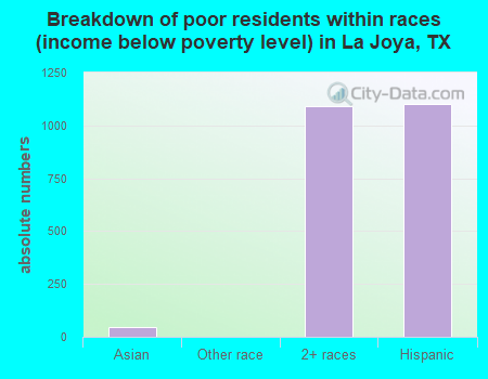 Breakdown of poor residents within races (income below poverty level) in La Joya, TX