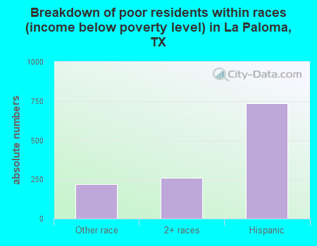 Breakdown of poor residents within races (income below poverty level) in La Paloma, TX