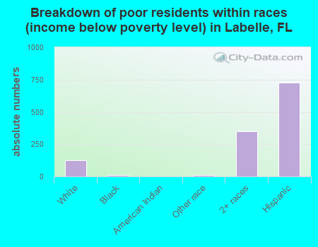 Breakdown of poor residents within races (income below poverty level) in Labelle, FL