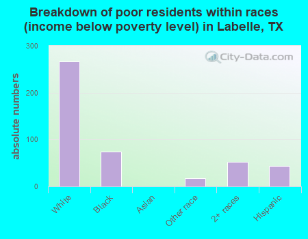 Breakdown of poor residents within races (income below poverty level) in Labelle, TX
