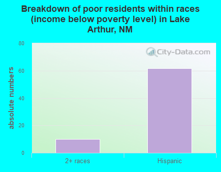 Breakdown of poor residents within races (income below poverty level) in Lake Arthur, NM