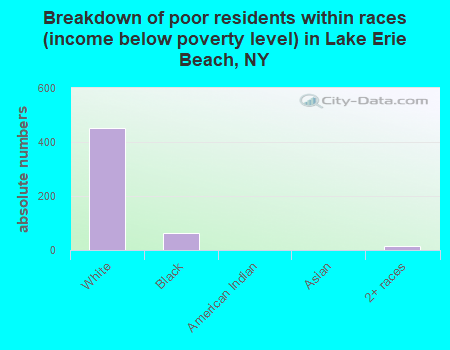 Breakdown of poor residents within races (income below poverty level) in Lake Erie Beach, NY