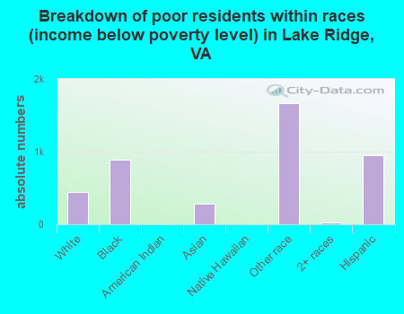 Breakdown of poor residents within races (income below poverty level) in Lake Ridge, VA