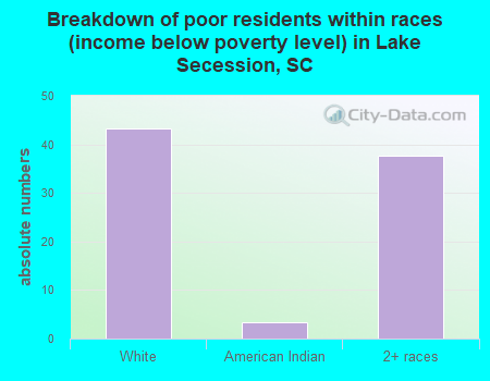 Breakdown of poor residents within races (income below poverty level) in Lake Secession, SC