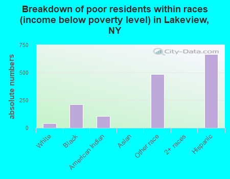 Breakdown of poor residents within races (income below poverty level) in Lakeview, NY