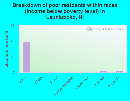 Breakdown of poor residents within races (income below poverty level) in Launiupoko, HI