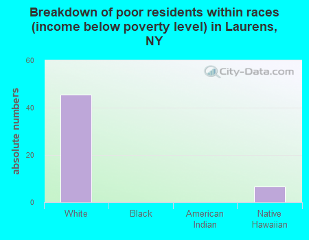 Breakdown of poor residents within races (income below poverty level) in Laurens, NY