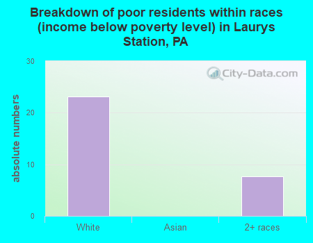 Breakdown of poor residents within races (income below poverty level) in Laurys Station, PA