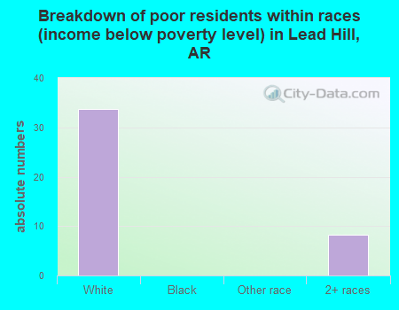 Breakdown of poor residents within races (income below poverty level) in Lead Hill, AR