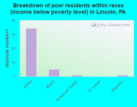 Breakdown of poor residents within races (income below poverty level) in Lincoln, PA