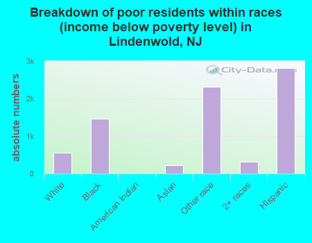Breakdown of poor residents within races (income below poverty level) in Lindenwold, NJ