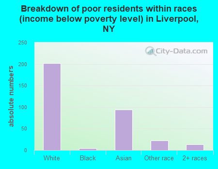 Breakdown of poor residents within races (income below poverty level) in Liverpool, NY