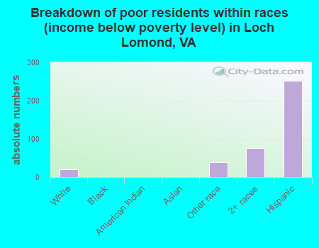 Breakdown of poor residents within races (income below poverty level) in Loch Lomond, VA