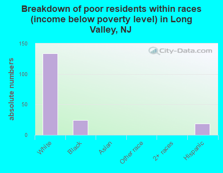 Breakdown of poor residents within races (income below poverty level) in Long Valley, NJ