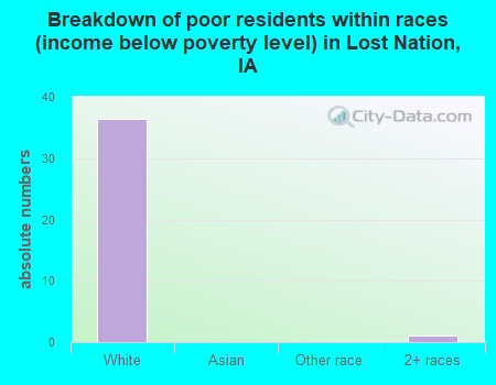 Breakdown of poor residents within races (income below poverty level) in Lost Nation, IA