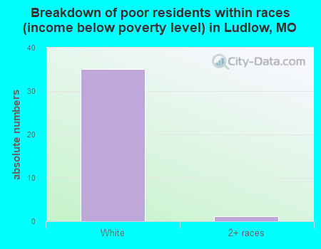 Breakdown of poor residents within races (income below poverty level) in Ludlow, MO