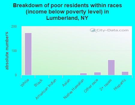 Breakdown of poor residents within races (income below poverty level) in Lumberland, NY