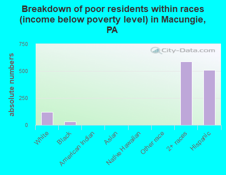 Breakdown of poor residents within races (income below poverty level) in Macungie, PA