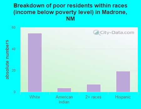 Breakdown of poor residents within races (income below poverty level) in Madrone, NM