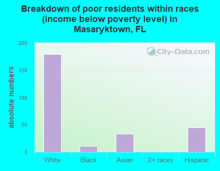 Breakdown of poor residents within races (income below poverty level) in Masaryktown, FL