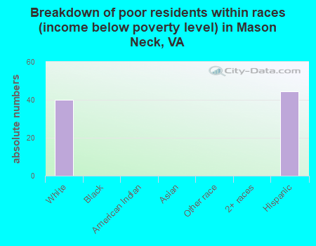 Breakdown of poor residents within races (income below poverty level) in Mason Neck, VA