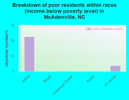 Breakdown of poor residents within races (income below poverty level) in McAdenville, NC