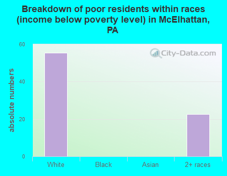 Breakdown of poor residents within races (income below poverty level) in McElhattan, PA