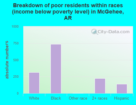 Breakdown of poor residents within races (income below poverty level) in McGehee, AR