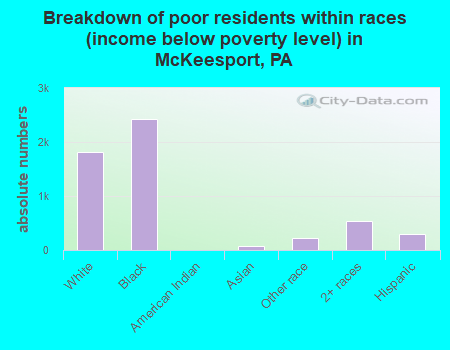 Breakdown of poor residents within races (income below poverty level) in McKeesport, PA