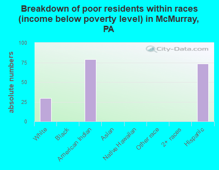 Breakdown of poor residents within races (income below poverty level) in McMurray, PA
