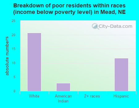 Breakdown of poor residents within races (income below poverty level) in Mead, NE
