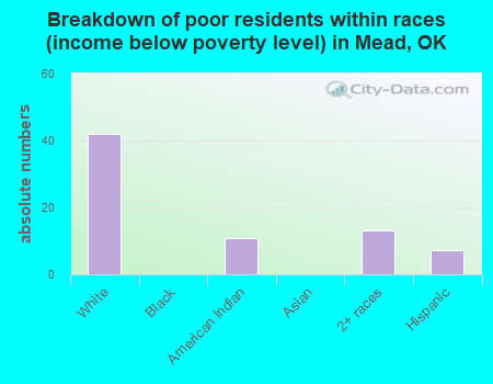 Breakdown of poor residents within races (income below poverty level) in Mead, OK