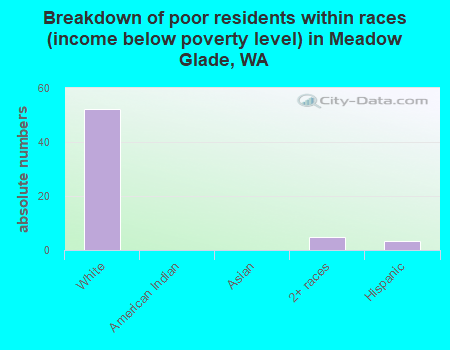 Breakdown of poor residents within races (income below poverty level) in Meadow Glade, WA