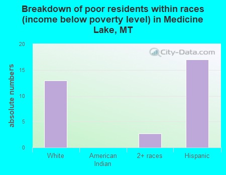 Breakdown of poor residents within races (income below poverty level) in Medicine Lake, MT