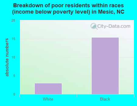 Breakdown of poor residents within races (income below poverty level) in Mesic, NC