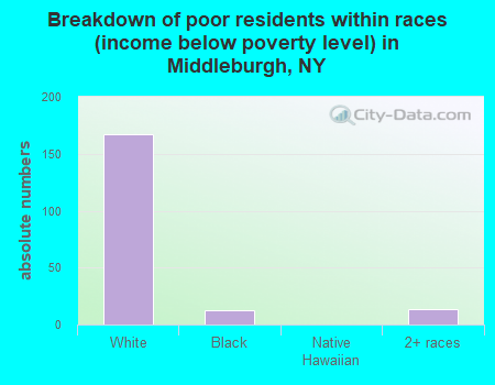 Breakdown of poor residents within races (income below poverty level) in Middleburgh, NY