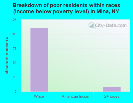 Breakdown of poor residents within races (income below poverty level) in Mina, NY
