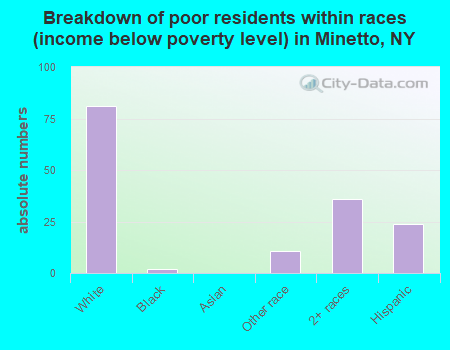 Breakdown of poor residents within races (income below poverty level) in Minetto, NY